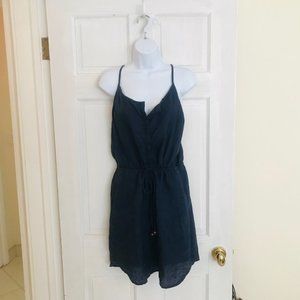 Cynthia Rowley Navy 100% Linen Racerback Mini